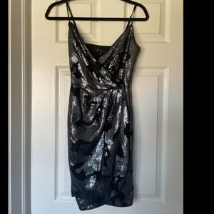 Dynamite Metallic Wrap Dress (XS)